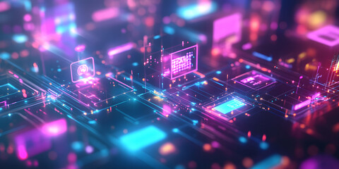 Fototapeta premium Conceptual Visualization of Public Sector Services and Government Departments Represented in Holographic Icons
