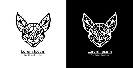 Bat head logo design with modern geometric style