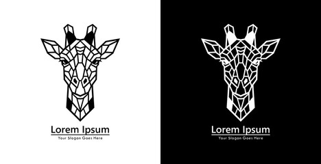 Giraffe head logo design with modern geometric style