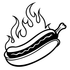 Blazing Hot Dog Vector Art