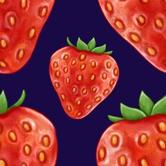 Strawberry pattern, fruits background, watercolor strawberry, berry illustration, freshness food