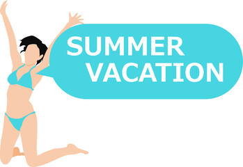 夏を楽しむ水着を着た女性のイラスト