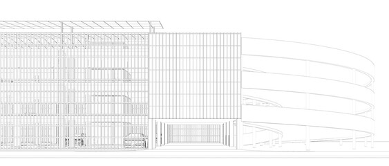 3D illustration of parking facility