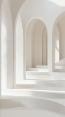 Minimalist White Arched Corridor Background for Architectural and Interior Design