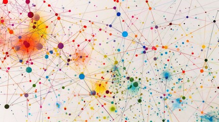 Abstract Colorful Network of Interconnected Circles and Lines