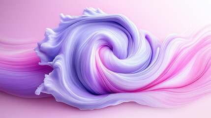 Swirling violet and pink liquid on soft background