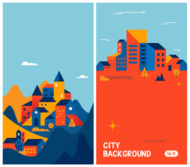 City landscape on isolated background.