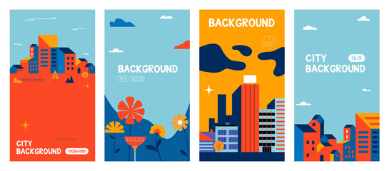 City landscape on isolated background.