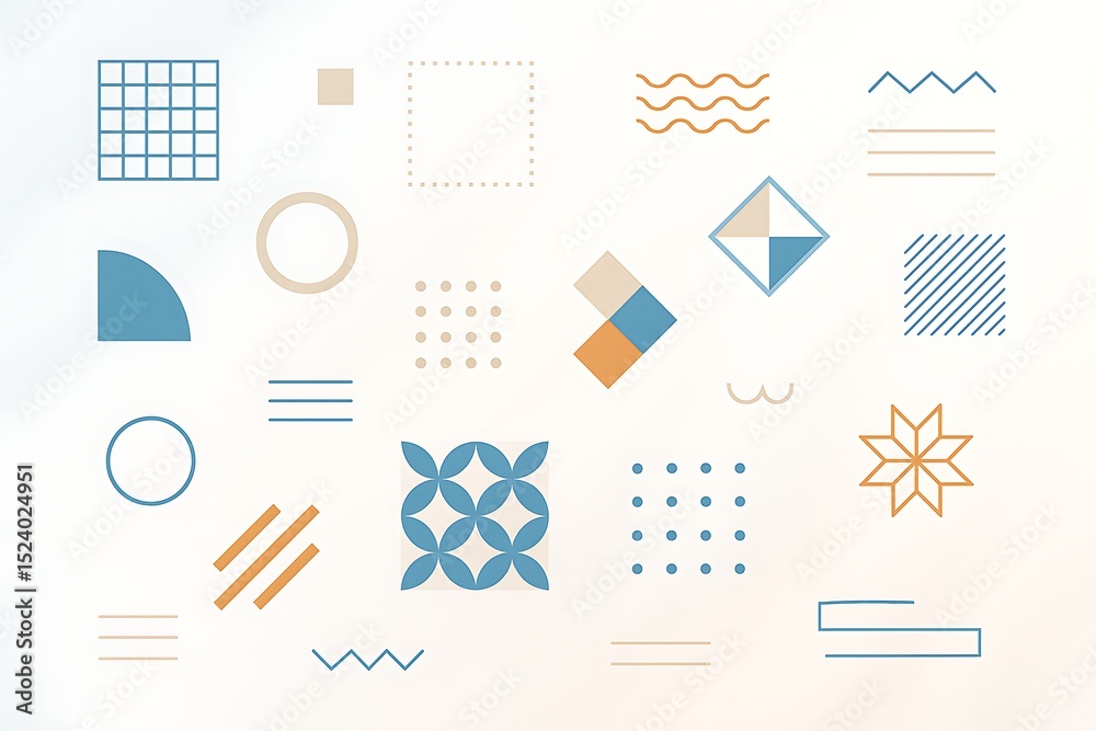 Poster collection of geometric shapes in a minimalist design, creating a visually appealing abstract compos