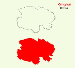 Map of Qinghai, Map of Qinghai with fill colour, Map of China state Qinghai, China, Qinghai.