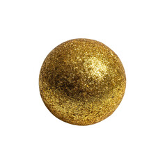 A shiny, glittering gold ball isolated on a white background, perfect for various design projects and decorative purposes.
