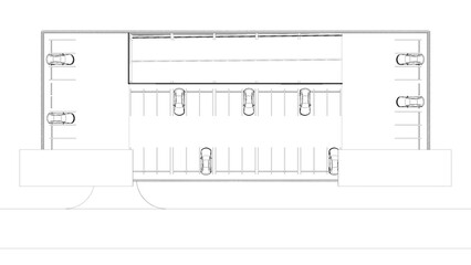 3D illustration of parking facility