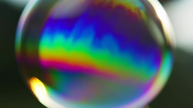 Iridescent Soap Bubble Film Reflecting Rainbow Colors Macro Close-up Phenomenon