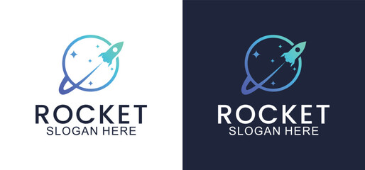 modern rocket launch vector, modern rocket and technology logo template suitable for company © afriliya