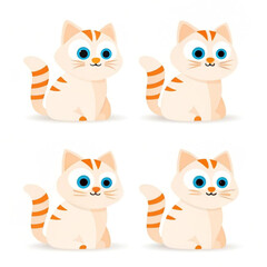 Title: set of funny cats | Cartoon cat poses | Cute cartoon cat set | Cute cartoon cat set | Funny cat illustration | Cat character design
