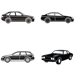 Monochrome Car Silhouette Illustration for Design Use