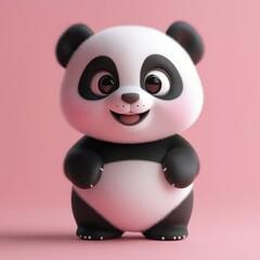 Naklejka premium Cute cartoon panda, happy expression
