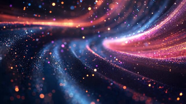 Abstract waves of colorful lights in cosmic motion, 3d digital art illustration