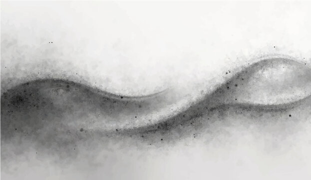 Abstract meron stippling texture with dusty waves and blurred grain dissolve. Monochrome spray pattern in soft organic motion. Vector illustration 