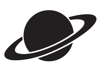 planet saturn logo silhouette vector, saturn logo icon silhouette, simple silhouette vector of planet saturn logo, saturn planet logo silhouette vector illustration on white background