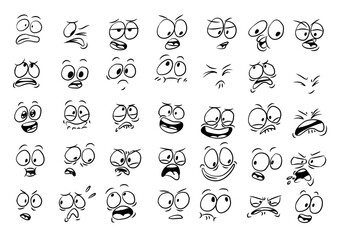 Cartoon Facial Expressions Set – Hand Drawn Emotions Vector Collection
