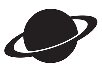 planet saturn logo silhouette vector, saturn logo icon silhouette, simple silhouette vector of planet saturn logo, saturn planet logo silhouette vector illustration on white background