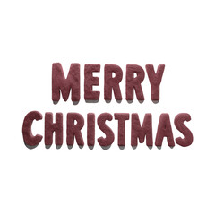 Fototapeta premium Festive three-dimensional text saying 'Merry Christmas' with a rich texture, perfect for holiday celebrations, greeting cards or decorations.