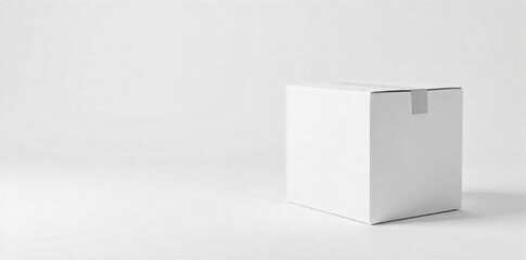 A lone white moving box sits on a pristine white background, ready for packing or transport Ideal for relocation, moving services, storage, and minimalist design concepts , unmarked, home, shipping