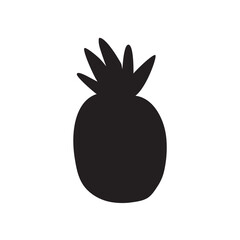 Pineapple silhouette. Hand drawn design. vector illustration.