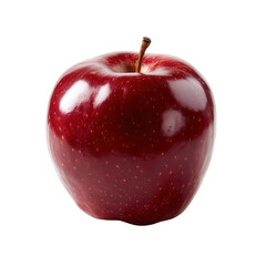 Shiny, fresh red apple with a smooth surface, isolated on a white background, perfect for healthy eating concepts and nutrition-related themes.