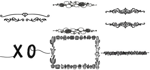 Obraz premium Minimal hand-drawn sketch divider set with irregular lines and artistic flow