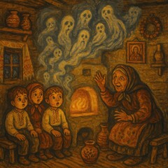 Obraz premium Ukrainian Folklore Tales by the Stove