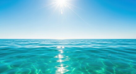 Obraz premium Serene Ocean Vista Bright Sunny Day on Calm Turquoise Waters