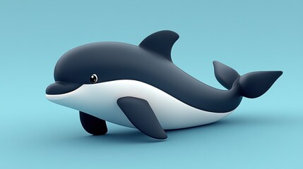 Obraz premium Cute cartoon dolphin, stylized illustration