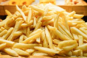 close up of tasty deep fried potato slices