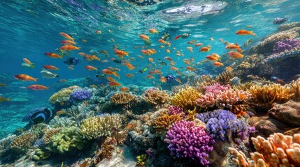 Fototapeta premium Underwater Paradise A Vibrant Ecosystem of Coral and Fish