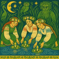 Ukrainian Maidens and Flower Wreaths