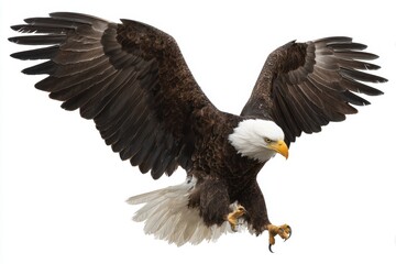 Powerful Bald Eagle Flying With Its Wings Spread Wide Open