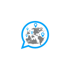 Global Communication Network Map Inside Speech Bubble