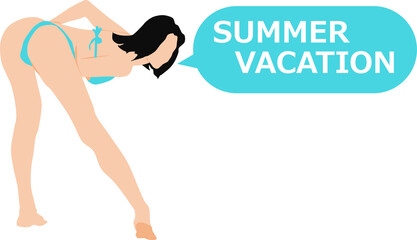 夏を楽しむ水着を着た女性のイラスト