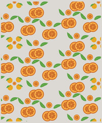 Seamless pattern with orange fruit and green leaves on black and blue backgrounds vector.