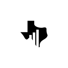 Texas State Silhouette with Abstract Skyscrapers