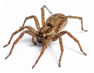wolf spider on white background