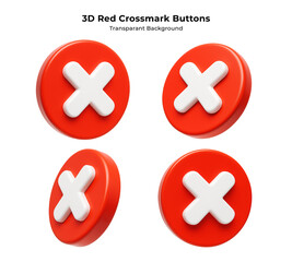 3D Icon Red Crossmark Buttons