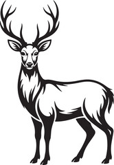 Fototapeta premium Mountain Deer Silhouette Vector – Majestic Wildlife DesignDeer in Mountains SVG – Nature & Hunting Theme ArtWild Stag Vector – Forest Animal Silhouette DesignRustic Mountain Deer Clipart – Outdo