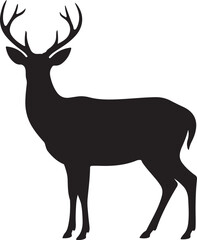 Obraz premium Mountain Deer Silhouette Vector – Majestic Wildlife DesignDeer in Mountains SVG – Nature & Hunting Theme ArtWild Stag Vector – Forest Animal Silhouette DesignRustic Mountain Deer Clipart – Outdo