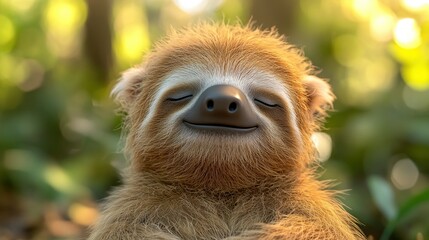 Obraz premium Sleepy sloth in lush forest
