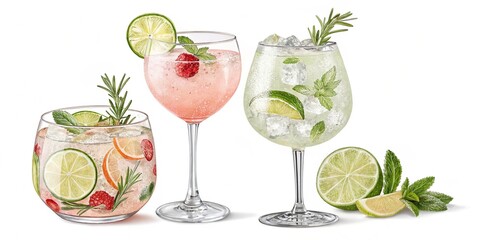 Refreshing summer cocktails with berries and citrus