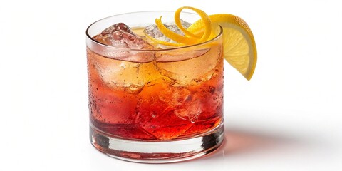 Refreshing aperol spritz cocktail with ice and orange