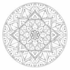 Isometric Detailed Lotus Fine lines Balance Floral Mandala Art Illustration with Intricate Patterns and Spiritual Design for Meditation and Decoration